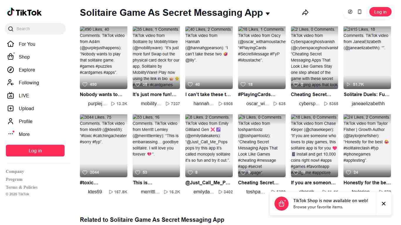 Solitaire Game As Secret Messaging App TikTok
